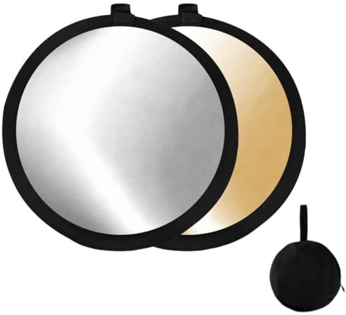 BEPSYOM 2 en 1 Réflecteur, Réflecteur de Lumière pour Photographie, Diffuseur Pliable Rond 30cm, pour Portrait, Selfie, Photographie de Mariage, Studio et Extérieur