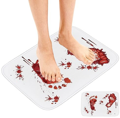 OnIUeZky Mat de Bain de Sang 15, 75x23, 62 Pouces Halloween Bath Mat Salle Bain Super Absorbant sans Glissement Salle Flanelle Haule Douche épais pour Les salles Bains, Les Portes, l..