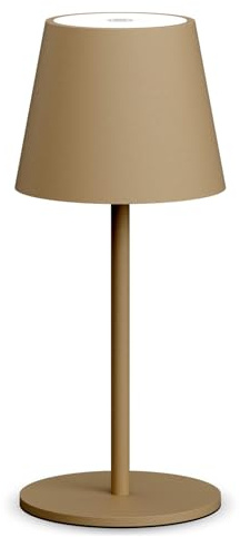 lundwa Dimmbare led akku tischleuchte 26CM, 5000mAh(Khaki) | camping lampe akku aufladbar, 3W 3000K tischleuchte kabellos, IP54 Outdoor Tischlampe für Restaurant, Schlafzimmer, Bar
