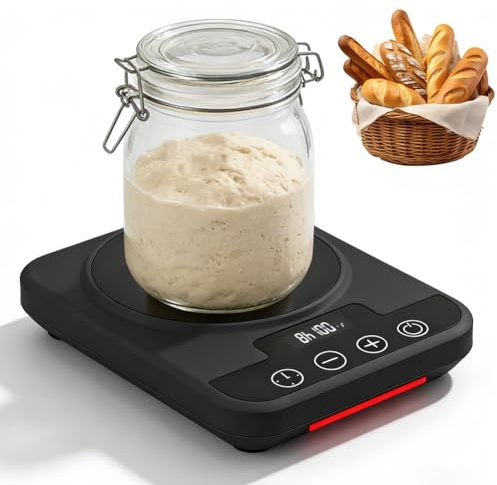 Calentador de masa madre, control preciso de la temperatura 1 °C (21 °C - 38 °C), herramientas para hornear pan con temporizador de 12 horas y función de memoria, calentador de masa madre para