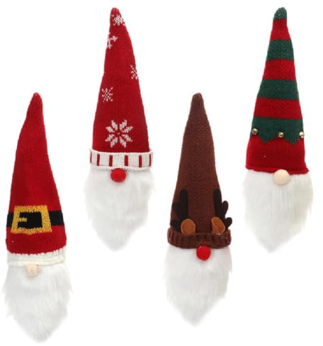 jojofuny 4pièces Cache Bouteille de Vin GNOME Housses Décoratives pour Décoration de Noël Festive Accessoire pour Fête Bouchon pour Bouteille de Vin et Cidre