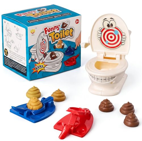 Shoot The Poop Game Toy Set, Interactive Toilet Game for Kids Families, Funny Fast-Action Poop-Launching Game for Ages 3+ Silly Humor Poop Toy for Friends Christmas Birthday Party Spoof Gifts