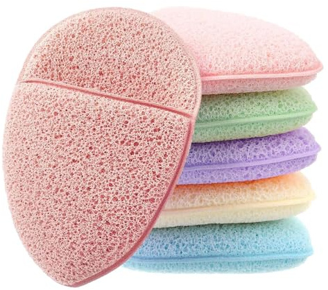 KNUIUYY Lot De 6 Éponge Nettoyante Visage, Tampons Exfoliants Réutilisable, Femme Éponge Visage Pour Nettoyage En Profondeur, Points Noirs, Peau Morte, Démaquillant Quotidien
