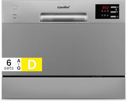 COMFEE' Table Top Dishwasher, 6 Place Settings, Silver
