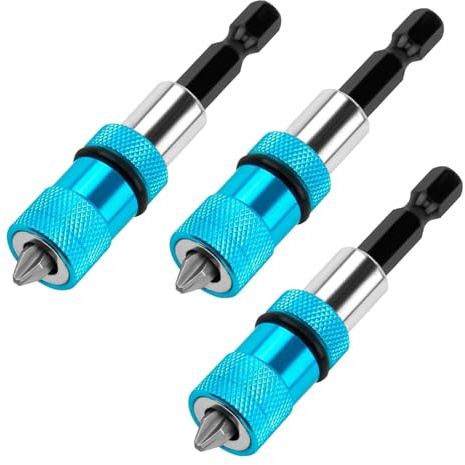 3 Stück Trockenbau Bit Set, schnellwechsel bithalter | 1/4 Zoll Sechskantschaft, Magnetischer Schnellwechsel Bithalter, Tiefenverstellung für Trockenbauschrauber & Akku-Schrauber
