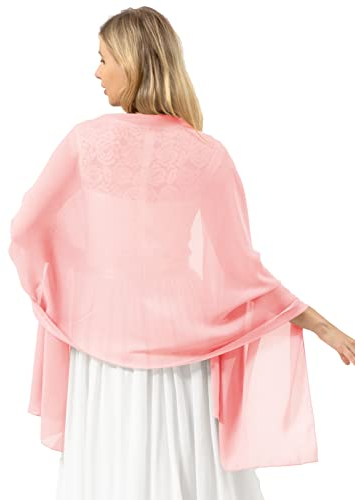 bridesmay Damen Halstuch Sommer Schal Festliche Stola für Abendkleid Hochzeit Chiffon Silk Scarf Rosa Pink S