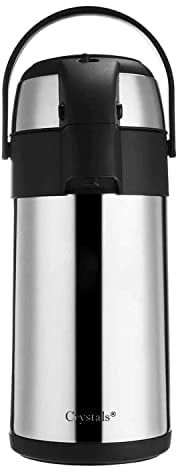 Crystals 3L Pump Action Air Pot Flask with Vacuum Insulated, Safety Lock & Carry Handle for Drink, Tea & Coffee by (3L Air Pot Flask)