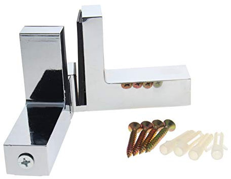 MroMax 2 staffe per mensole in vetro da 7,7 x 2,8 x 9,9 cm (lunghezza x larghezza x altezza), regolabili, in lega di zinco, adatte per mensole in legno o vetro da 3-28 mm