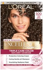 L’Oréal Paris Excellence Creme Permanent Hair Color Shade 5 Natural Brown – Triple Care Formula with Pro‑Keratin, Ceramide & Ionene‑G for 100 % Gray Coverage, Long‑Lasting & Radiant Tone
