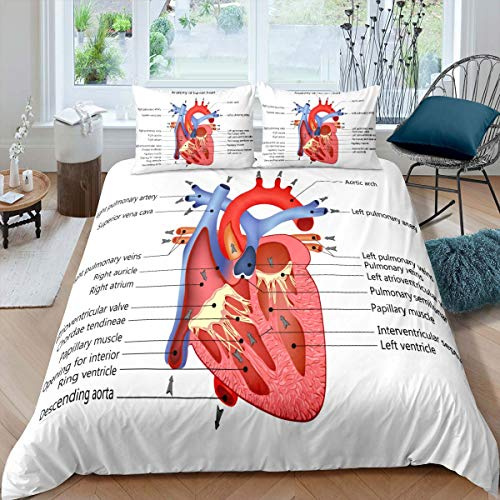 Loussiesd Bettwäsche Set 3D Herz Muster Medizin Bettbezug Set für Kinder Jungen Mädchen Microfaser 135x200 cm Betten Set mit Reißverschluss und 1 Kissenbezug 80x80 cm