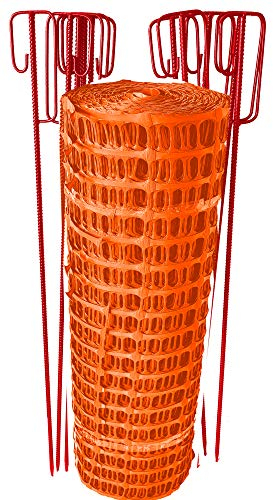 UvV Set Absperrzaun 50m Rolle, robustes Warnnetz 12,5 kg, Kunststoff-Gitterzaun, ideal für Bau, Garten, Sicherheit