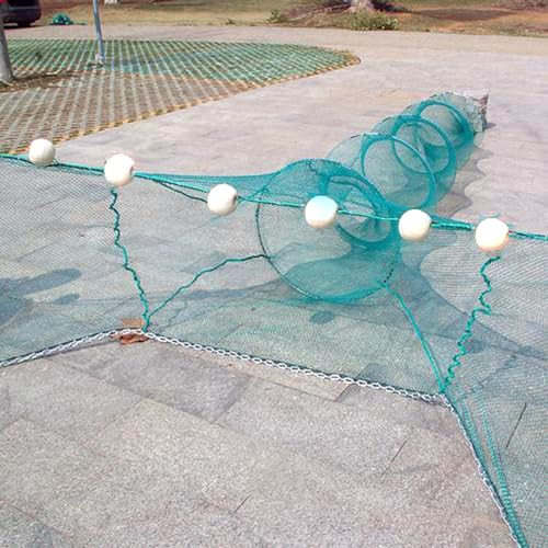 Lawaia Krabbenfalle Fischfalle Fischfalle Fischnetz Faltbare Krabbenfalle Tragbare Falle Gussnetz mit Schwimmer und Kette für Garnelen, Hummer, Krabbe (6m)