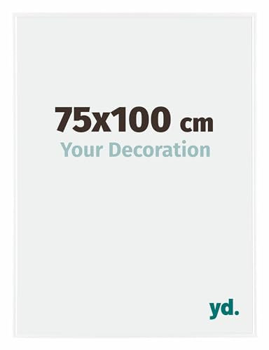 Your Decoration - Cadre photo 75x100 cm - Blanc Brillant - Cadre Photo en Plastique Avec Verre acrylique - Anti-Reflet - Cadre 75x100 - Evry