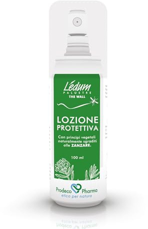 Prodeco Pharma Ledum Lozione Protettiva 100 ml - Rinfrescante a Base di Ledum Palustre, Oli Essenziali di Basilico, Geranio e Citronella, Naturalmente Sgraditi alle Zanzare