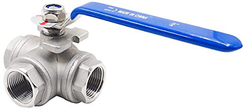 Horiznext NPT 3/4 Gewinde Edelstahl 3-Wege-T-Anschluss mit Montage-Pad Kugelhahn, Vinyl-Griff, Steuerung, PVC, PEX-Schlauch, Gas, Heizöl, Wasser, Propan-Flüssigkeitsfluss. (1 Stück)