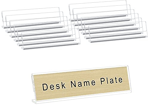 AITEE Acrylic 12 Pack Name Plates for Desks, 2x8 Clear Desk Name Plate Personalized, Desk Sign Holder for Table Display, Tent Name Plate Display for Office Conference, Business Event/School Classroom