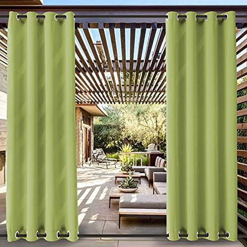 RDJSHOP Outdoor Vorhang Wetterfest mit Ösen Oben und Unten, Wasserdicht Aussenvorhang Sonnenschutz UV Schutz Verdunkelungs Vorhang für Terrasse, Balkon, Pavillon, Strandhaus, 1 Stück,Grün-B254xH183cm