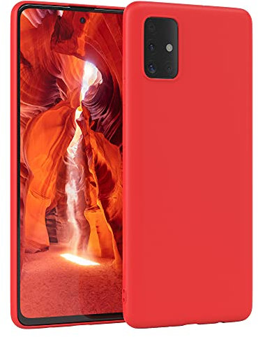 EAZY CASE - Silikonhülle für Galaxy A51 Hülle Silikon Case Rot weich stoßfeste Handyhülle Schutzhülle mit Kameraschutz Dünn Premium Schutz Cover TPU Phone Bumper in Mattrot