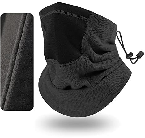 JEEZAO Neuer Stoff Dicker Schlauchschal Polarfleece,Winddichter Halswärmer Mundschutz Schal,Atmungsaktive Gesichtsmasken für Herren und Damen (Schwarz)