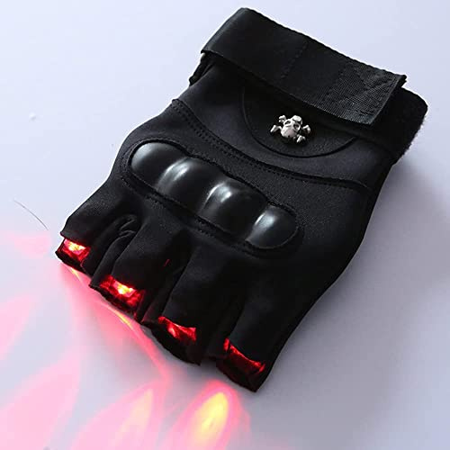 AZHU LED Skeleton Gloves - Light Up, Flashlight Gloves (Red), 9-10cm, 22-24cm