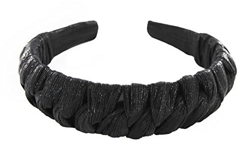 axy Haarreif in Flechtoptik und Wunderbarer Glanz- und Glitzer-Effekt Damen Haarreifen Stirnband Haarschmuck HRZA1 (Schwarz)