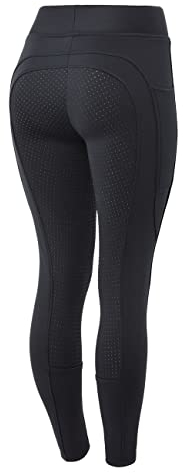 HORZE Damen Thermoreitleggings Active mit Handytasche, Winterreithose, Thermo Reithose Damen, Blau, 40