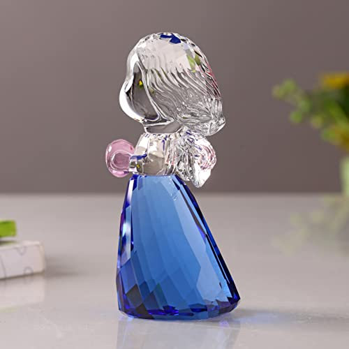 Kristall kleiner Engel Weihnachten Geburtstag Geschenke Cherub Figur Briefbeschwerer Dekor Ornamente Kunst Sammlerstück (blau)