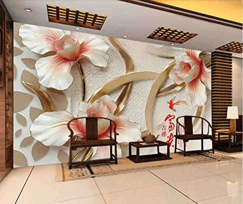 Papier peint personnalisé 3D riche de bon augure fleurs en relief salon chambre fond papier peint 5d papier peint