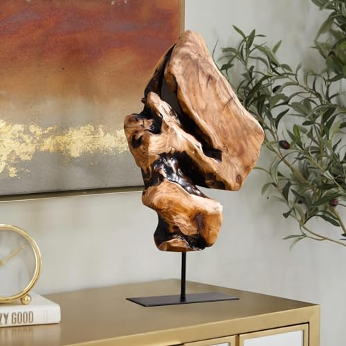 WELLAND Irregular Cedar Wood Sculpture 8.75 W x 1.75 D x 17.75 H Natural Edge Tabletop Statues, Handmade Ornaments, Décor for Living Room, Home Office, Bedroom,