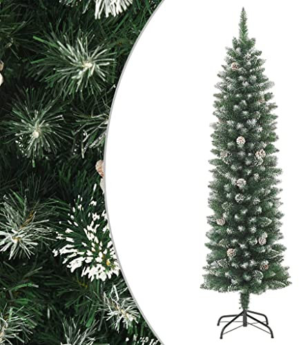 vidaXL Künstlicher Weihnachtsbaum mit Ständer Christbaum Tannenbaum Dekobaum Kunstbaum Weihnachten Dekoration Weihnachtsdeko Schlank 210cm PVC