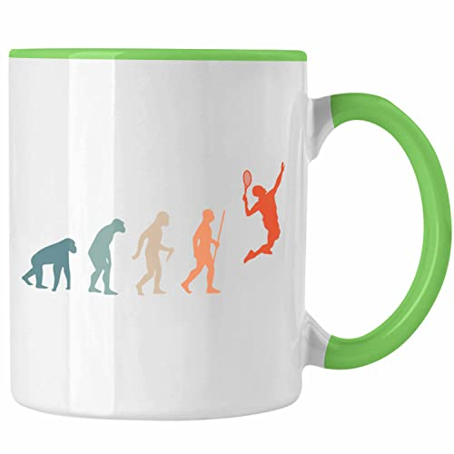 Trendation - Lustige Badminton Tasse Geschenk für Badmintonspieler Badminton Lehrer Coach Trainer Geschenkidee Evolution (Grün)