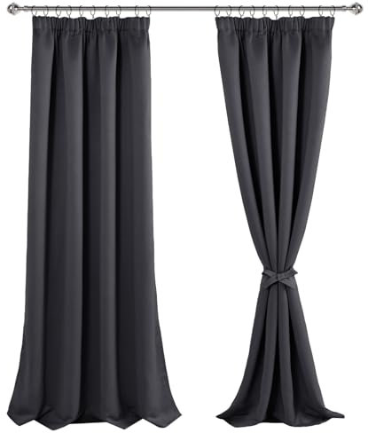 JIUZHEN Tende oscuranti, per soggiorno, camera da letto, colore grigio scuro, 260 x 140 cm, set da 2 pezzi