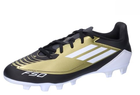 Adidas Unisex F50 Club Messi Football Boots Flexible Ground, Gold/Footwear White/Carbon Black, 48 2/3 EU
