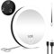 JJhxr Miroir de voyage grossissant x10 à LED avec lumières, rechargeable 10 x, grossissement de poche de 10,2 cm, 3 couleurs à intensité variable avec ventouses et ciseaux