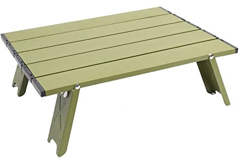 ALEjon Grüner Faltbarer Outdoor-Tisch: Kompakter Camping- und Nachttisch aus Aluminium mit tragbarem Design