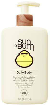 Sun Bum Daily SPF 50 Sunscreen Body Lotion - Broad Spectrum Moisturizing Sunscreen with Vitamin E - Vegan and Hawaii 104 Act Compliant (Without Octinoxate & Oxybenzone) - Dermatologist Tested - 8 oz