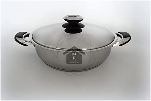 BISTECCHIERA GRIGLIATA ACCIAIO INOX 18/10 TRIPLO FONDO INDUZIONE PREZIOSA (Bistecchiera con coperchio basso)