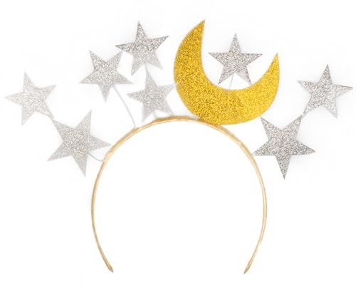 Cologne Collection Glitzer Sterne Haarreif in silver gold galaxy | in verschiedenen Designs | Kopfschmuck Accessoire & Deko | Haarschmuck für Damen, Herren & Kinder (Mond/Sterne)