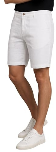 Indicode Herren Kurze Hosen (S-5XL) Regular Fit - 100% Baumwolle, Leichte, Atmungsaktive & Luftige Sommer Shorts Männer - B799 Weiß Medium