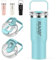 Tlater Kaffeebecher to Go, 30 oz Trinkflasche mit Strohhalm, 900 ml Trinkbecher mit Deckel und Strohhalm Doppelwandiger Edelstahl Vakuum Auslaufsicherer Coffee to Go Becher