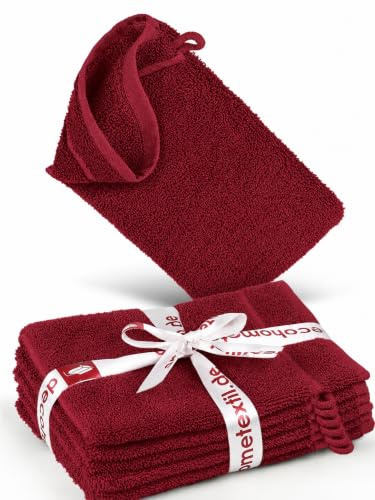 DecoHomeTextil 6 Waschlappen 15x21 cm Rot | 100% Baumwolle, Frottier, hochwertig, kuschelweich und saugstark