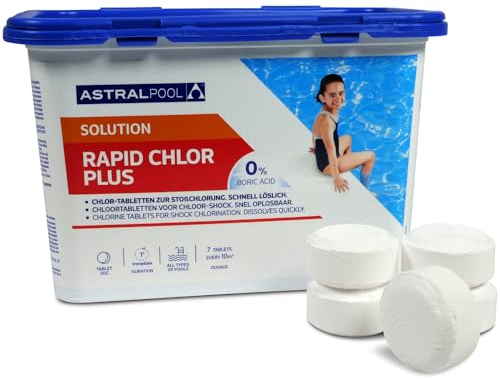 Astral Pool Rapid Chlor Plus 1kg - Schnelllösliche Chlor-Fixtabs 30g für Schockbehandlung und Schnelldesinfektion