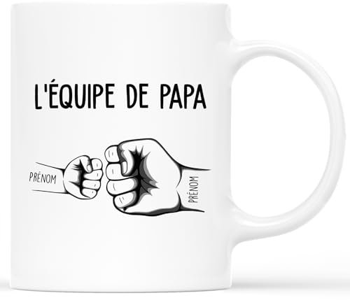 CADÉAU PLUS Mug Personnalisé Prénom - Tasse L'équipe - Cadeau Fête des Pères Personnalisé, Tasse Personnalisable