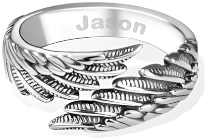 Getname Necklace Personalisierter Engelsflügel Ring Silber 925 für Sie | Flügel für Frauen Schutzengel Mit Gravur Geschenk | Verstellbarer Engelsflügel