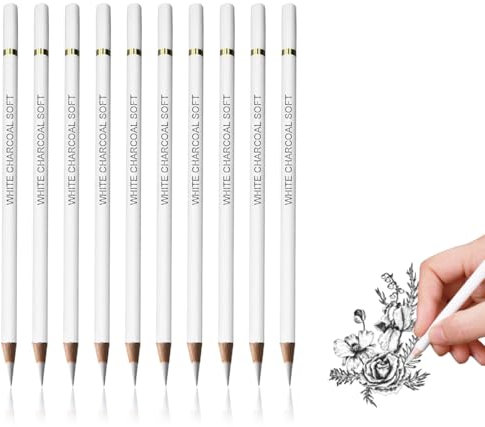 10 PCS White Pencil Charcoal Pencils Pencils Set for Artists Highlight Sketch White Pencil White Drawing Pencils for Charcoal Drawings For Art Craft Drawing Sketching