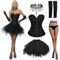 Joellfuner Corsetto e Gonna Tulle da Donna, Halloween Bustier Gonne Tutu Costume, Gotico Vestito con Il Manicotto Nero 80s per Halloween Carnevale Cosplay Festa (S)