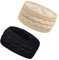 2Stk Winter Stirnband für Damen, Elastische Gestrickt Haarband Mädchen Verdicken Warmes Stirnbänder Ohrenwärmer Kopfband Thermo Stirnband (Schwarz, Beige)