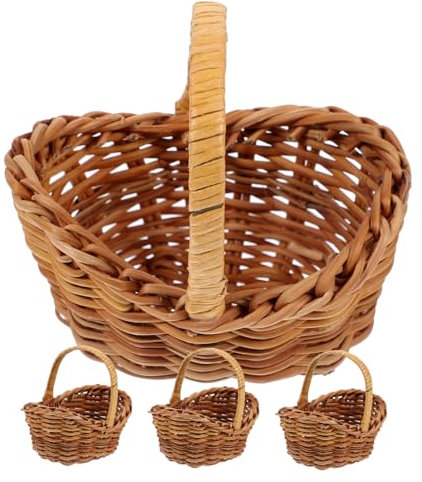 LABRIMP 12 Stk Mini RattanköRbe Kleine Geflochtene Süßigkeitenkörbe Miniatur Puppenhaus-zeug -zubehör Weidenkorb -weidenkörbe -puppenhauszubehör Puppenhaus-picknickkorb Rattan FüR Puppenhaus ZubehöR