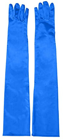 White Cotton Gloves Women Garden Gloves Heavy Duty Bridal Satin Dance Women's Length Finger Gloves Gloves Long 1920s Opera Gloves Netball Gloves Women For Nails Long Gloves Black (Blue, One Size)