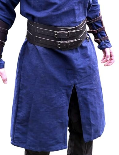 Leonardo Carbone® Unisex Breiter Wikingergürtel Solveig - Ledergürtel Herren, Wikinger Kleidung Herren, Gürtel Damen, LARP, Karneval, Accessoires Cosplay, Hobbit Kostüm - 100% Echtleder Dunkelbraun